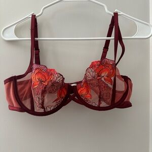 Adore Me Burgundy and Orange Lace Bra